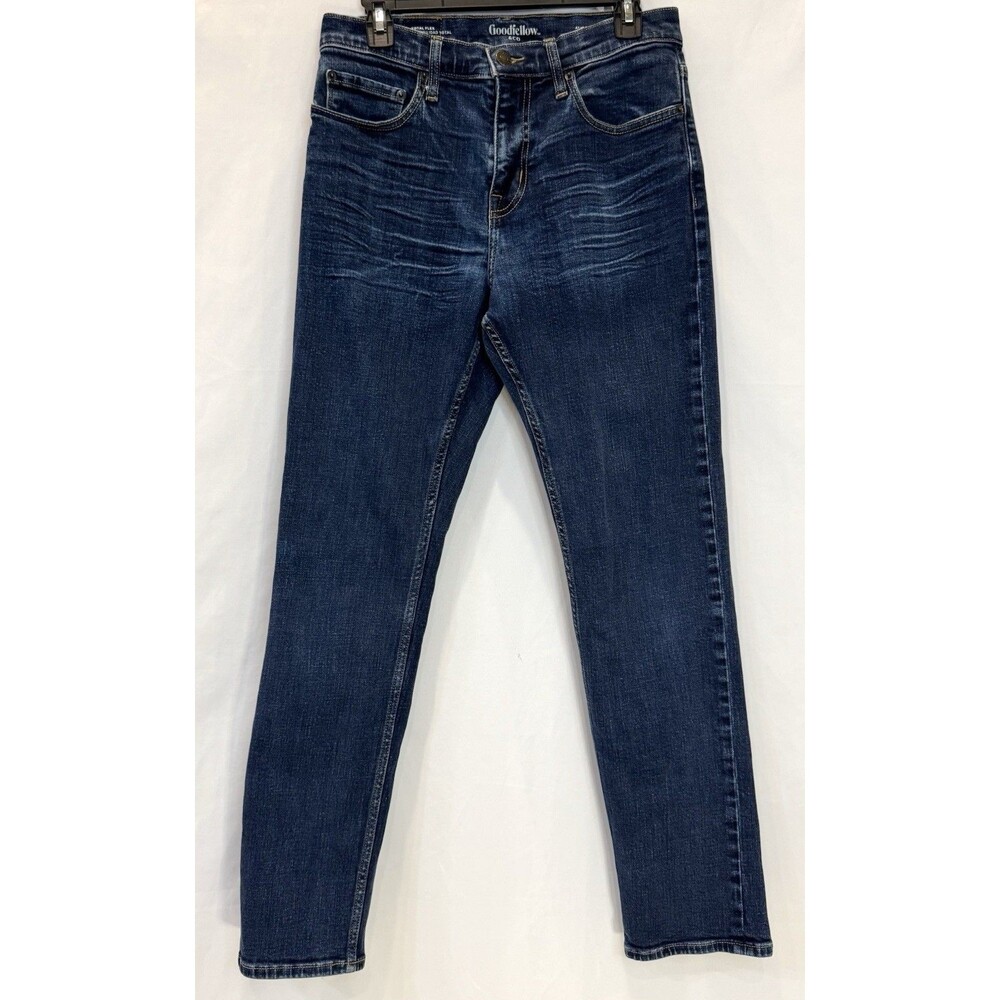 Goodfellow & Co Mens Jeans 30x32 Athletic Fit Total Flex Dark Wash Distressed